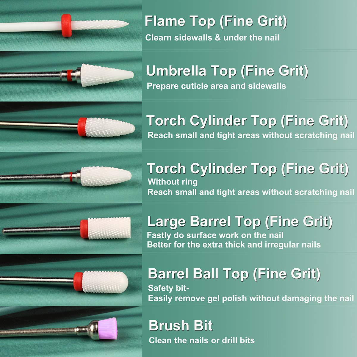 7 Chiếc Gốm Móng Khoan Bộ Cho Móng Gel Ba Lan Lấy Da Chết Móng Tay Xay Cắt Cho Bộ Dụng Cụ Làm Móng Dụng Cụ Với giá Đỡ