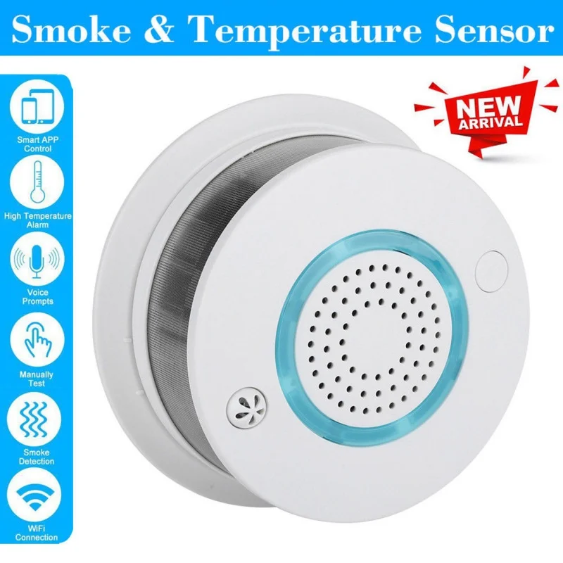 Temperature Sensor WIFI Wireless Smoke Temperature Detector Alarm APP Remote Control Home Security Alarm System