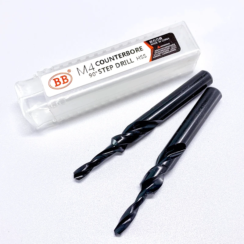BB Counterbore Xoắn Mũi Khoan Bước Kép Cắt Bit HSS Cho Kim Loại 90 180 Độ M3 M4 M5 M6 M8 M10 m12 Nón Dụng Cụ Khoan 1 Cái