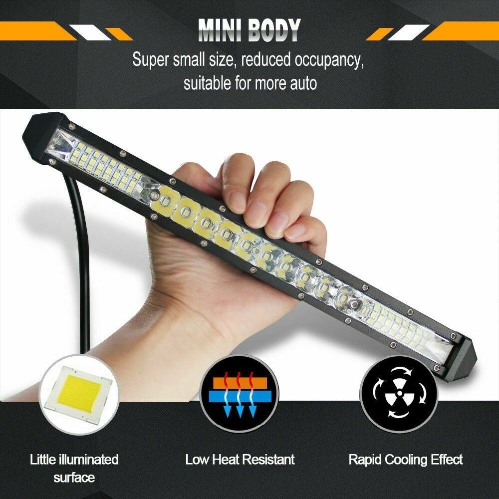 Barre lumineuse LED tout-terrain, barre lumineuse LED mince, budgétaire ponctuel, lampe de travail pour voiture, camion 4x4, RL, SUV, bateau, Lada Barra, 12V, 24V