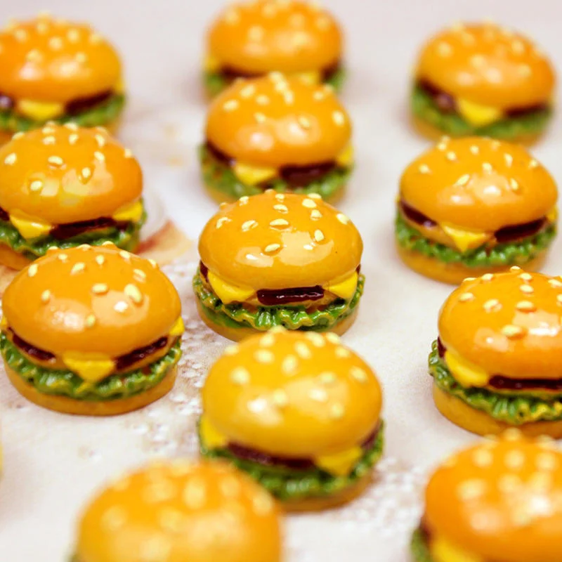 10 unids/set Mini comida de imitación hamburguesa juego de simulación para muñeca cocina juguetes casa de muñecas miniaturas encantos clásicos decoración DIY