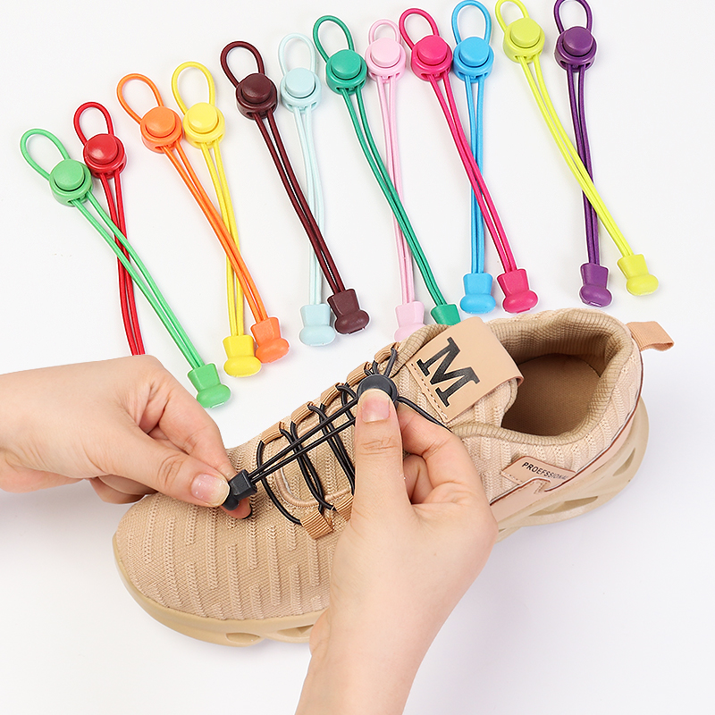 Geen stropdas schoenveters Ronde elastische schoenveter Kunststof kliksluiting Geschikt voor alle schoenen Volwassen kinderen wandelsporten Luie veters 1 paar