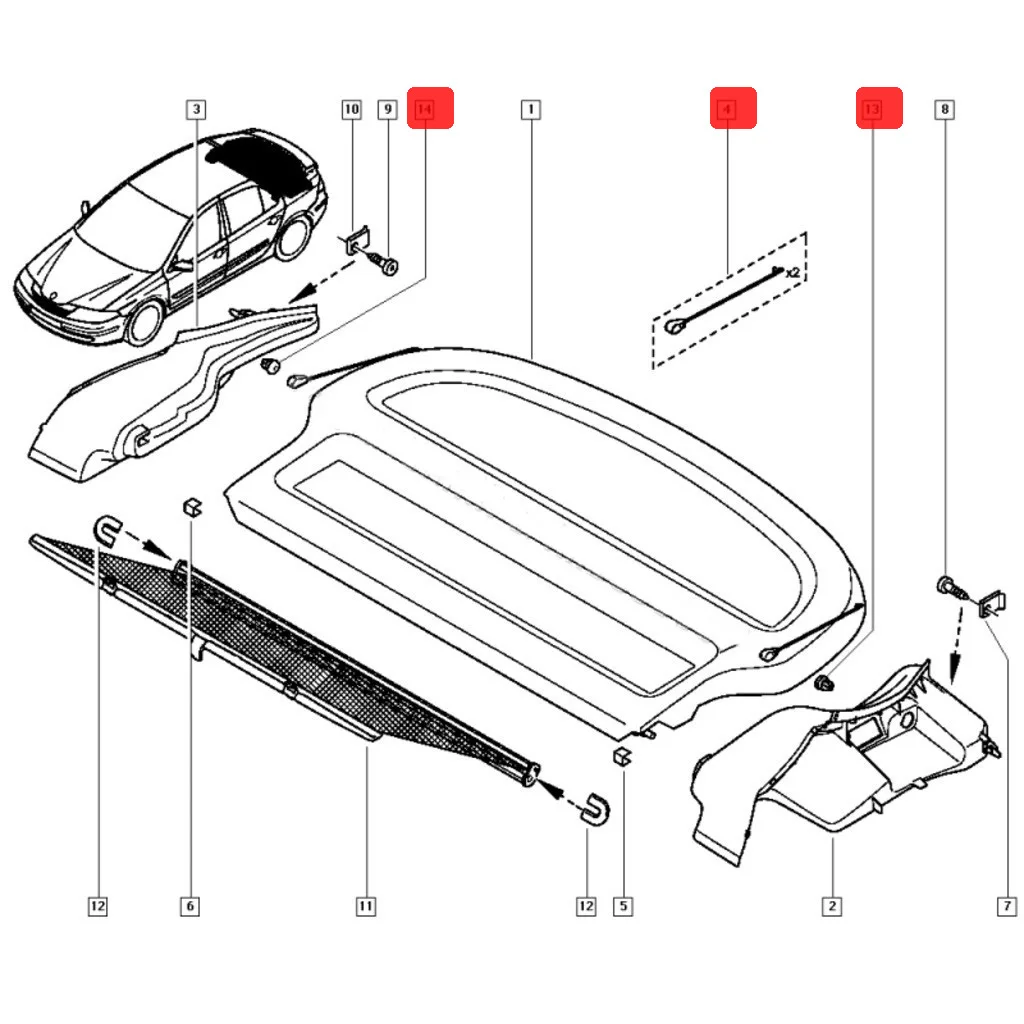Giày Boot Thân Phía Sau Lứa Kệ Dây Dây Dây 7701045160 7701062123 Cho Renault Megane Clio Laguna MK1 MK2 MK3 1 2 3 Hatchback