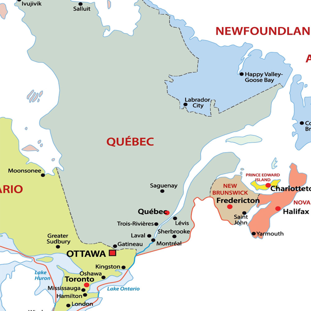 100*150ซม.แคนาดาแผนที่การเมืองในฝรั่งเศสขนาดใหญ่โปสเตอร์ผนังไม่ทอผ้าใบห้องเรียนภาพวาดบ้านตกแต่งโรงเรียนอุปกรณ์