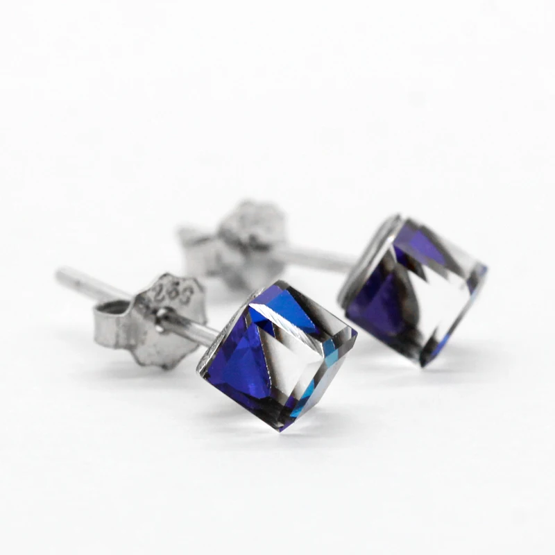 Anting-Anting Prismatik Perak Murni 925 dengan Anting-Anting Kancing CZ Transparan Perhiasan Mode 2021 untuk Wanita