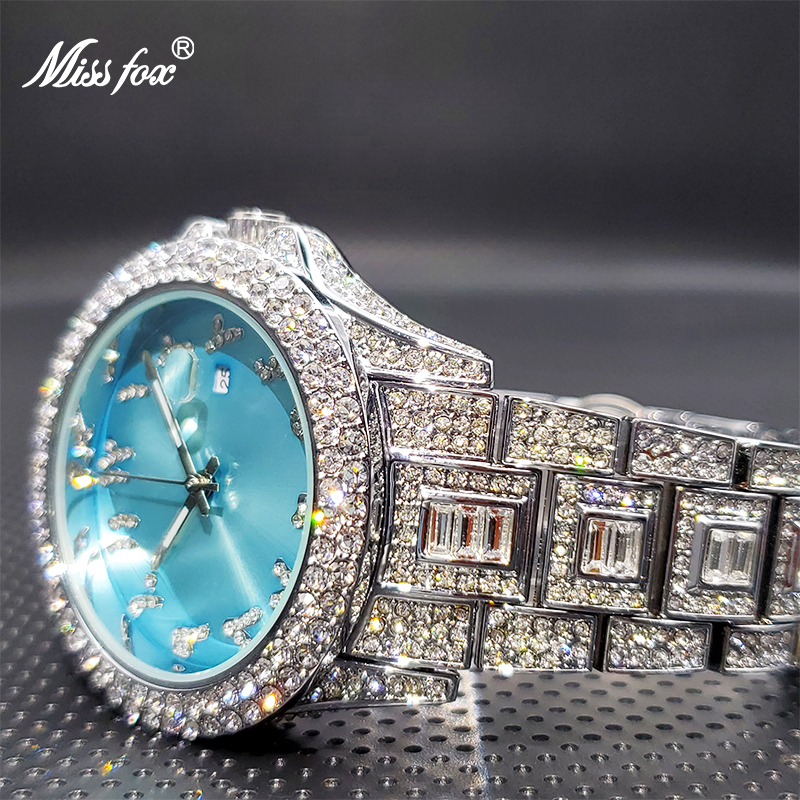 MISSFOX-reloj con diamantes para pareja, cronógrafo de marca de lujo para amantes, con fecha automática, envío directo, nuevo