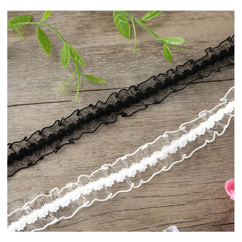 10หลาลูกไม้ผ้าลูกไม้ยืดหยุ่น DIY อุปกรณ์เสริมผมยืดหยุ่นคอกระโปรงลูกไม้ Trim เสื้อผ้าอุปกรณ์เสริมสายรัดยืดลูกไม้