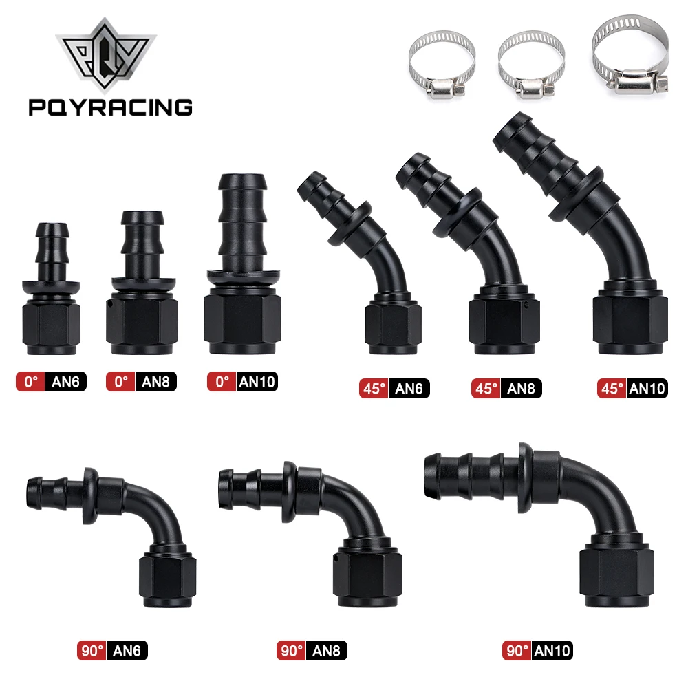 Universal AN6 AN8 AN10 Push-on Schlauch End Fittings Heizöl Kühler Schlauch Fitting 0 45 90 180 Grad wiederverwendbare Anschluss Adapter