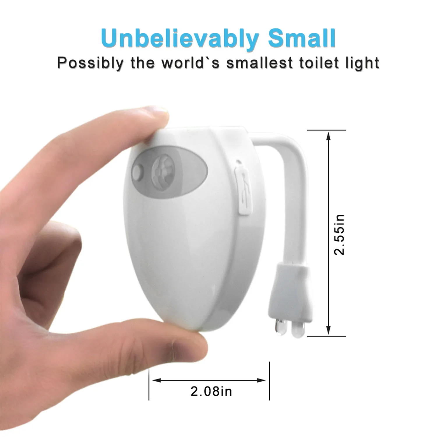 Luz nocturna para inodoro con Sensor de movimiento, lámpara de luz nocturna impermeable recargable por USB con función de esterilizador UV, cambio de 16 colores