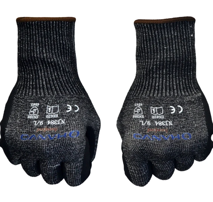 ANSI A4 ถุงมือทํางานทนต่อการตัด HPPE Micro Foam Nitrile Maxi High Flex Proof Glass Handling Butcher Safety Gloves