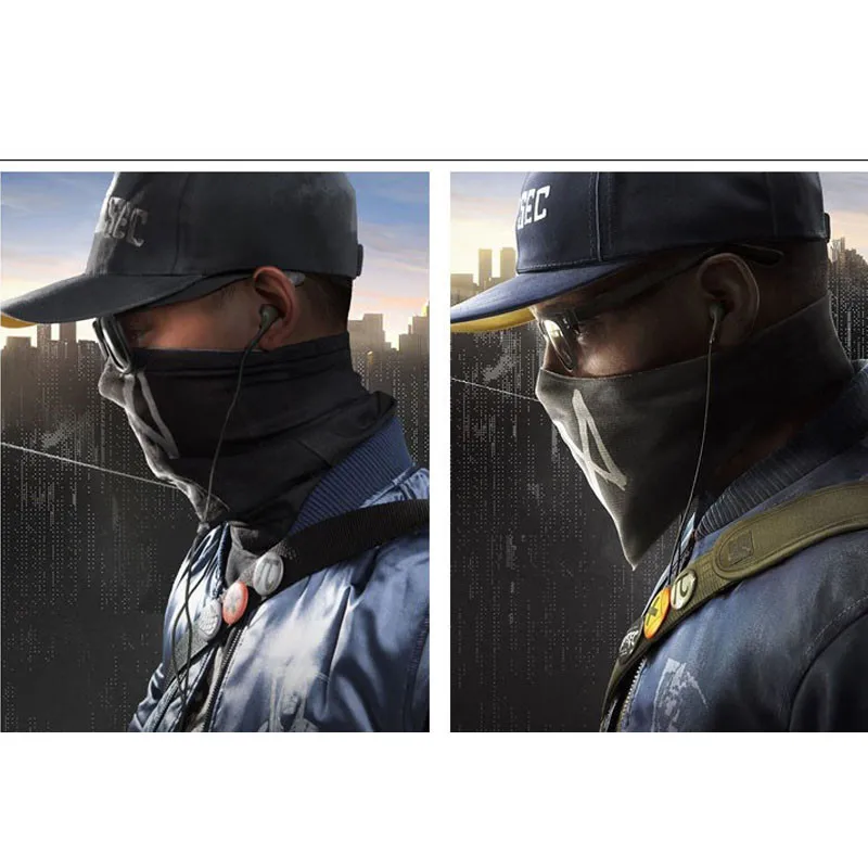 นาฬิกาสุนัข Aiden Pearce หน้ากากครึ่งหน้า Windproof คออุ่นเกมคอสเพลย์ผ้าพันคอเครื่องแต่งกาย Cos ปาร์ตี้หน้ากากฮาโลวีน Drop Shipping