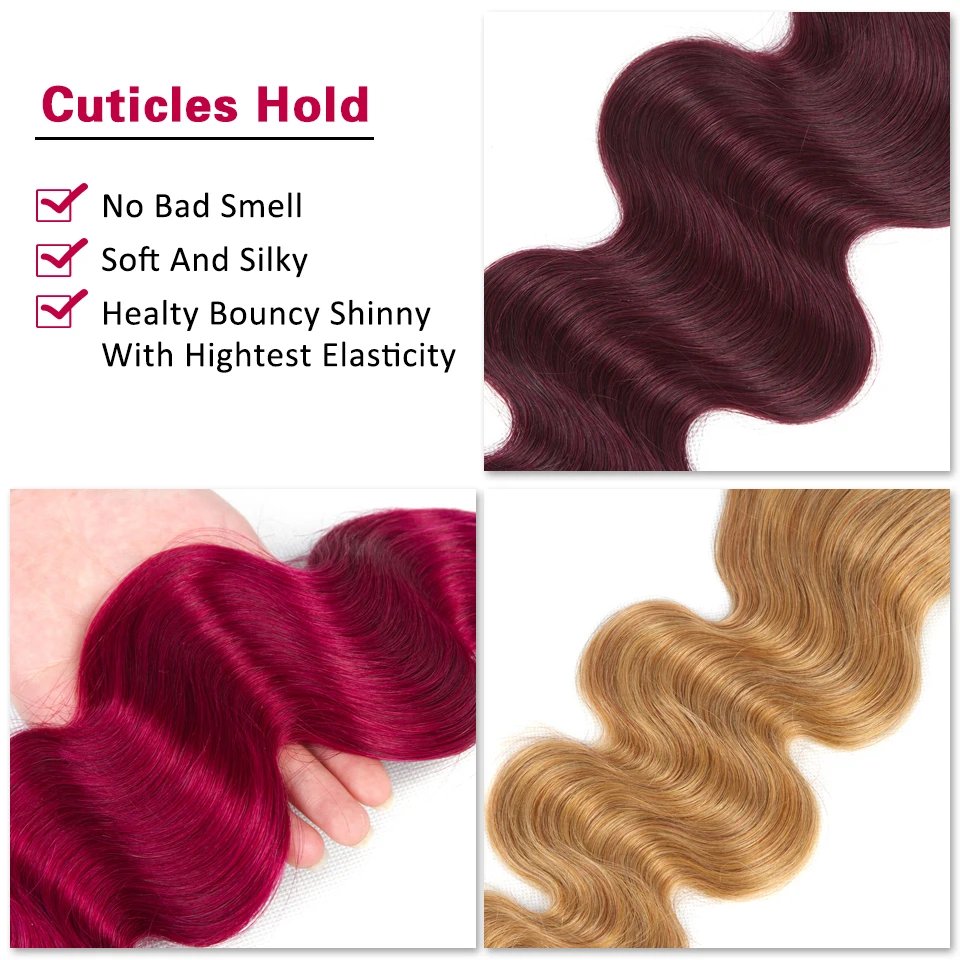 Hoa Hậu Rola Brasil Sóng Thân Tóc Dệt 1/3/4 Bó 27 # Tóc Vàng 99J Lỗi Ombre Remy Tóc phần Mở Rộng Đôi Wefts