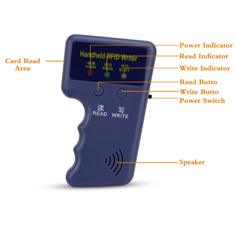 NEW 125Khz EM Handheld RFID Copier Card Reader Writer Duplicator Programmer Support EM4305/ T5577 Rewritable Keyfobs token tags