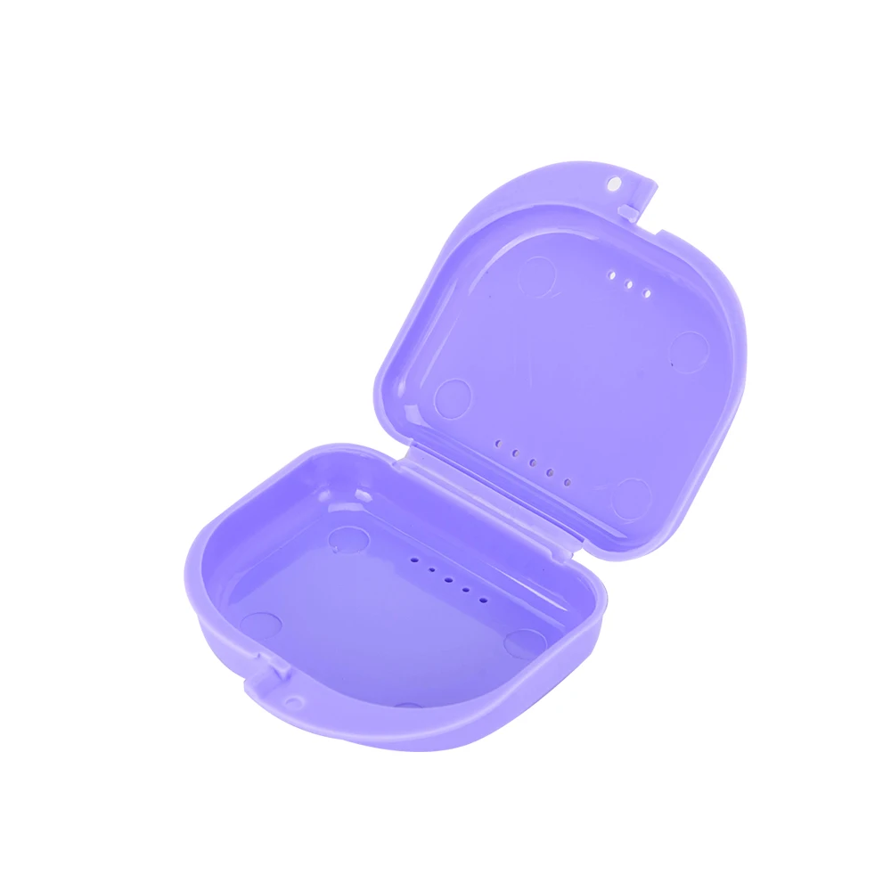 50Pcs Dental Orthodontic Retainer Box Denture Storage Container Mouth Guard Case with Vent Holes and Hinged Lid