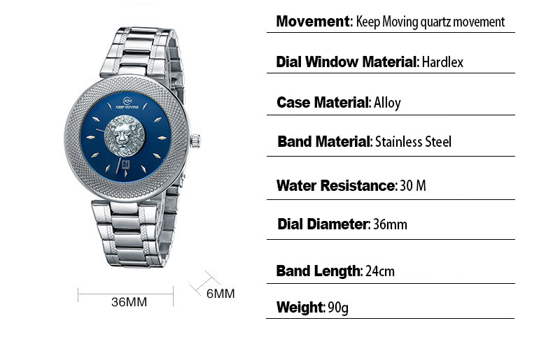 แฟชั่นแบรนด์ Keep Moving Lion รูปแบบนาฬิกาผู้หญิงสไตล์ Noble ควอตซ์สุภาพสตรีนาฬิกากันน้ํา relogio feminino