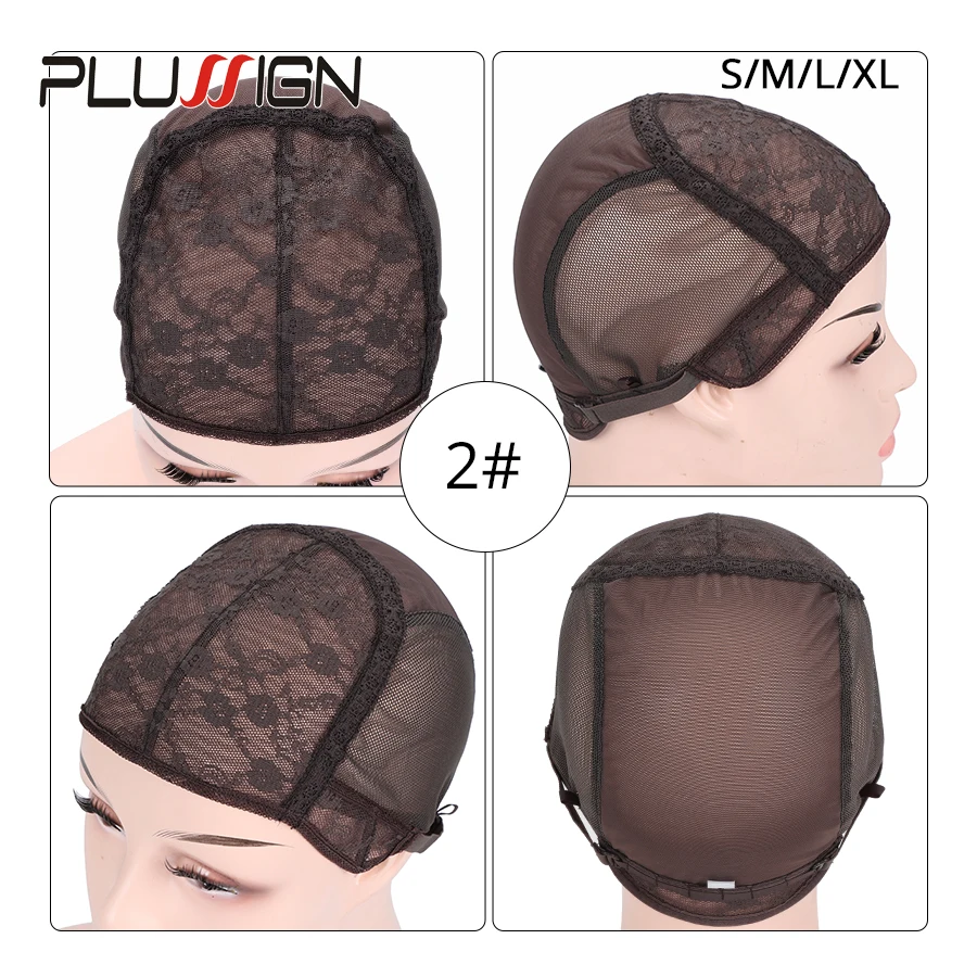 Plussign Mới Tóc Giả Nắp Lưới Trùm Tóc Giả Làm Vật Liệu Adjudtable Mũ Đội Tóc Giả Nâu Đen Tóc Vàng Đôi Ren Lưới Nắp xl/L/M/S 4 Kích Thước