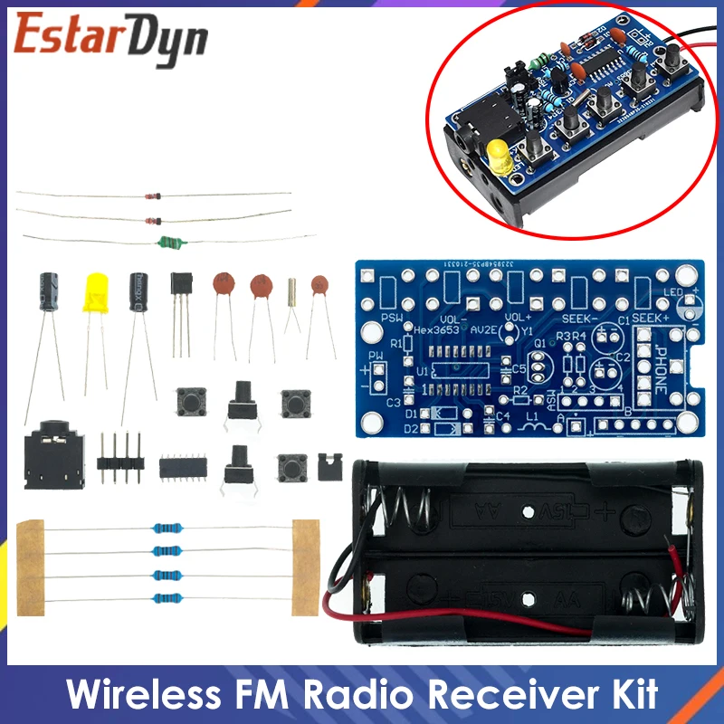 Zestawy elektroniczne DIY Bezprzewodowy moduł odbiornika radia stereo FM PCB 76 MHz-108 MHz DC 1,8 V-3,6 V