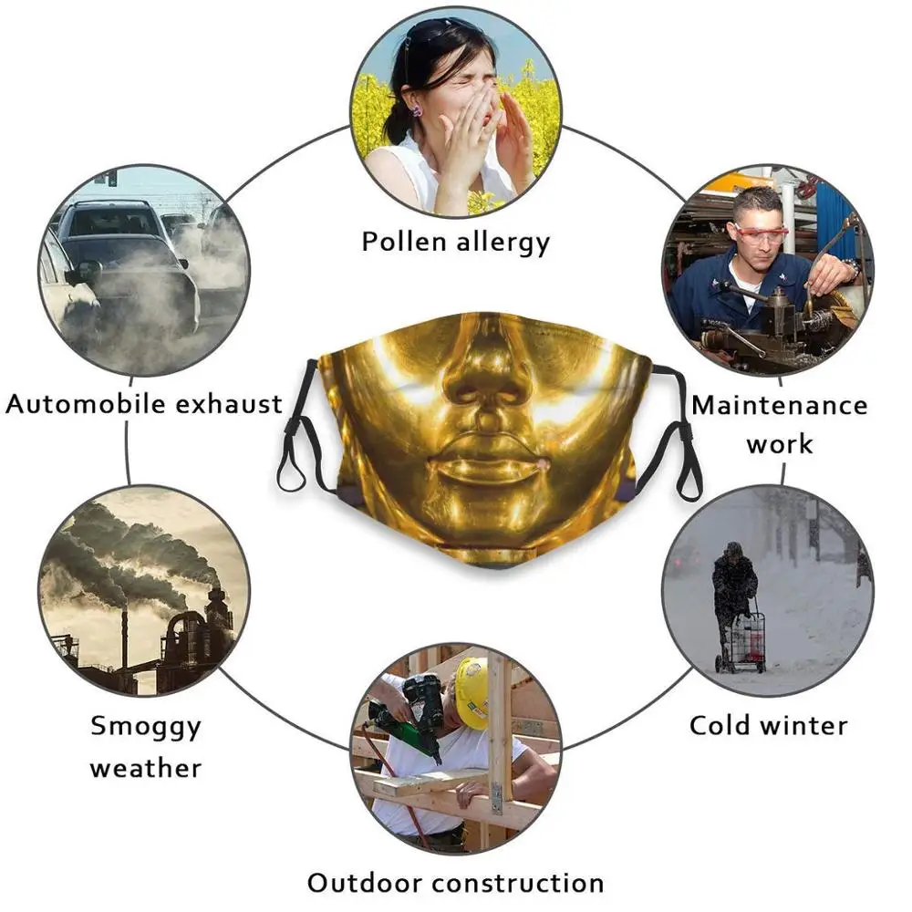 Ai Cập Pharaon Tutankhamun Chân Dung Vàng Che Mặt Hình In Ngộ Nghĩnh Có Thể Tái Sử Dụng Pm2.5 Lọc Khẩu Trang Tutankhamun Tutankhamen Pharaon