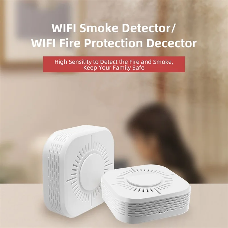 Tuya สมาร์ท Wifi เครื่องตรวจจับควัน,Safe Security Smoke Alarm Sensor ป้องกันไฟ,No Hub Need,รีโมทคอนโทรลโดย Alexa Google Home