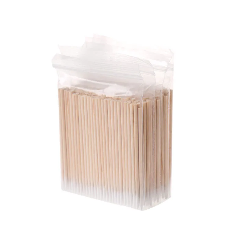 ผ้าฝ้าย Swab Lint ฟรี Micro แปรงไม้ Cotton Buds Swabs ทําความสะอาดหู Stick Eyelash Extension กาวถอดเครื่องมือ