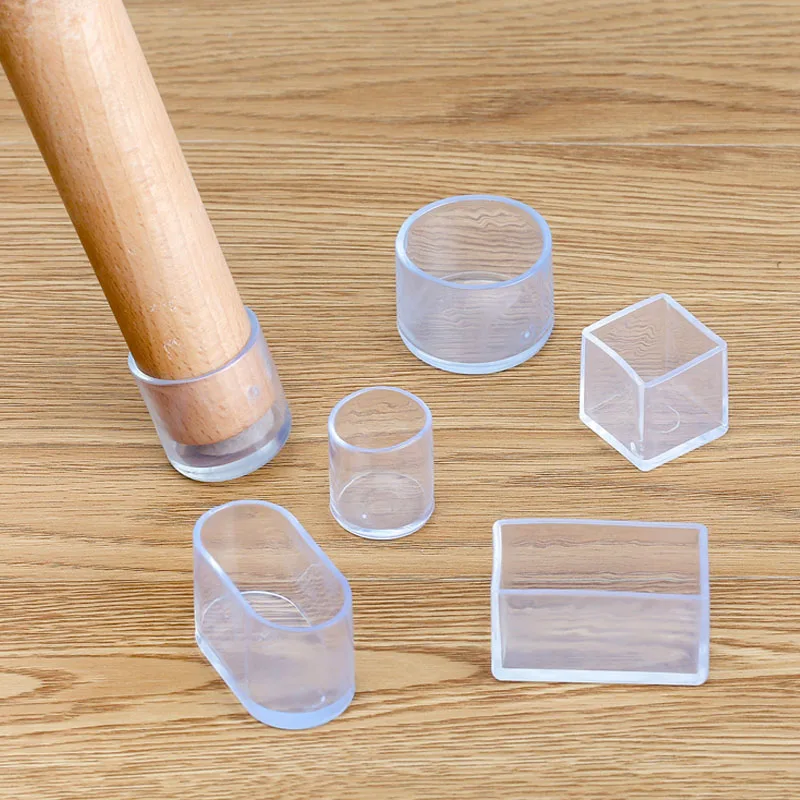 Vuông Ốp Cao Su Nỉ Ống Đầu Mút Trong Suốt Ống Cho Ghế Bàn Đồ Nội Thất 16-60mm Vòng/Chữ Nhật