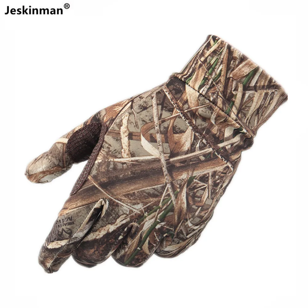 Guantes de camuflaje biónico de secado rápido, elásticos, para caza, pantalla táctil, transpirables, protección solar de dedo completo, para ciclismo de tiro
