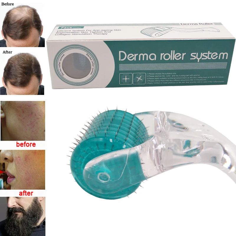 192 Lăn kim thực tế Dermaroller Chăm sóc da mặt Derma Roller cho râu mọc ở da đầu và trị sẹo mụn MTS Microneedling Mesotherapy