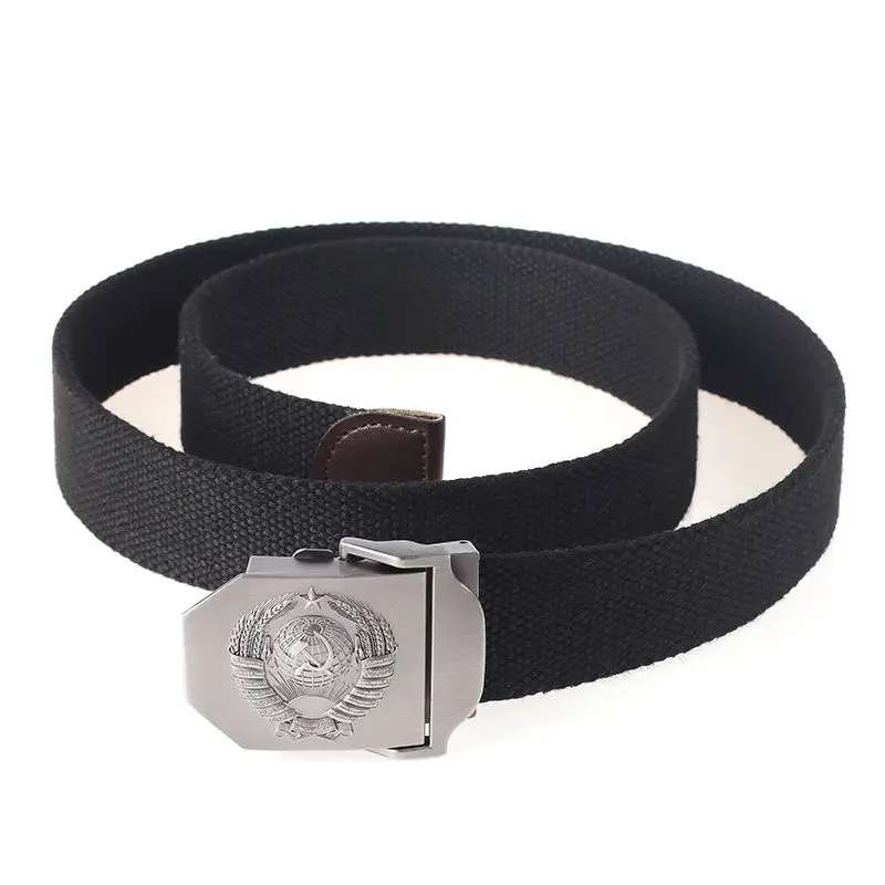 SupSindy New Canvas Belt 3D Biểu tượng Quốc gia Liên Xô Khóa kim loại Thắt lưng quần jean cho nam giới CCCP Quân đội Quân đội Thắt lưng chiến thuật Dây đeo nam