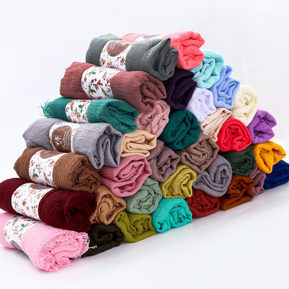 Tamanho grande crinkle algodão hijab cachecol feminino turbante xale muçulmano simples bandana respirável xales femininos foulard hijab capuz ramadan