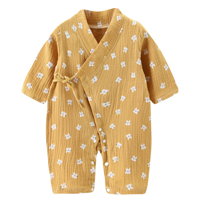 Bộ Quần Áo Sơ Sinh Liền Quần Bé Gái Bé Trai Muslin Tay Dài In Áo Liền Quần Trẻ Em Trẻ Sơ Sinh Mùa Thu Mùa Xuân Trẻ Em Quần Áo