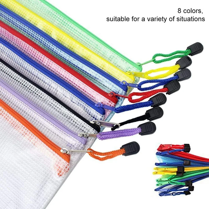 16Pcs ตาข่ายกระเป๋าซิปกระเป๋าเอกสาร,กระเป๋ากันน้ำซิปแฟ้มโฟลเดอร์,A4ขนาด,สำหรับอุปกรณ์สำนักงานสำหรับโรงเรียน,กระเป๋าเดินทาง