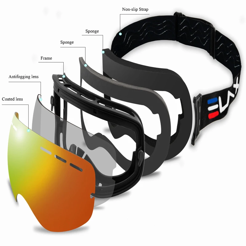 ELAX ยี่ห้อใหม่คู่ชั้น Anti-FOG แว่นตาสกีหิมะสโนว์บอร์ดแว่นตา Snowmobile แว่นตากีฬากลางแจ้ง Googles