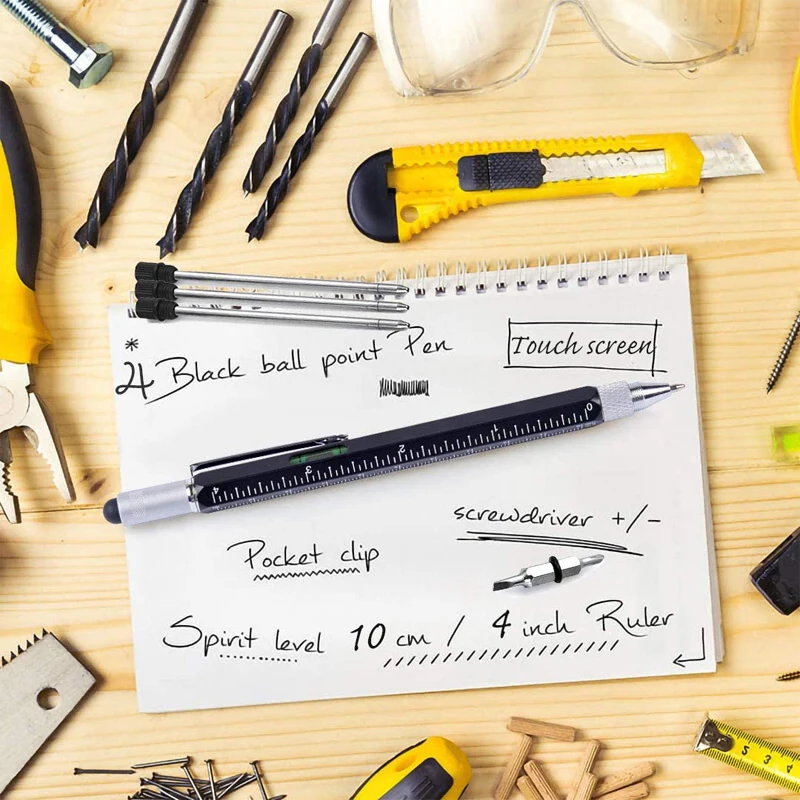 6 In 1 Multi Tool Pen Multifunction Screwdriver Precision Ruler  Caliper Ballpoint Pens for Phone Touch Creativity Level Meter