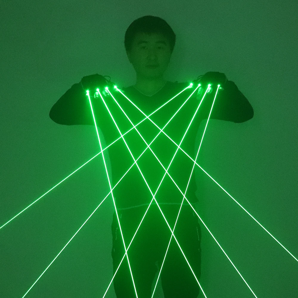 Grüne Laser handschuhe Laserstrahl Flash Finger, Nachtclub Bar Tanz Sänger Requisiten DJ mechanische Handschuhe LED Licht