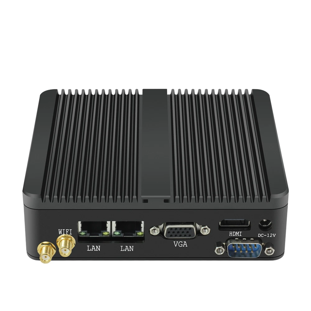 Quạt Không Cánh Công Nghiệp Máy Tính Mini PC Intel Celeron J1900 Quad Lõi 4x USB Dual LAN 2x RS232 HDMI VGA WiFi Hỗ Trợ Windows linux