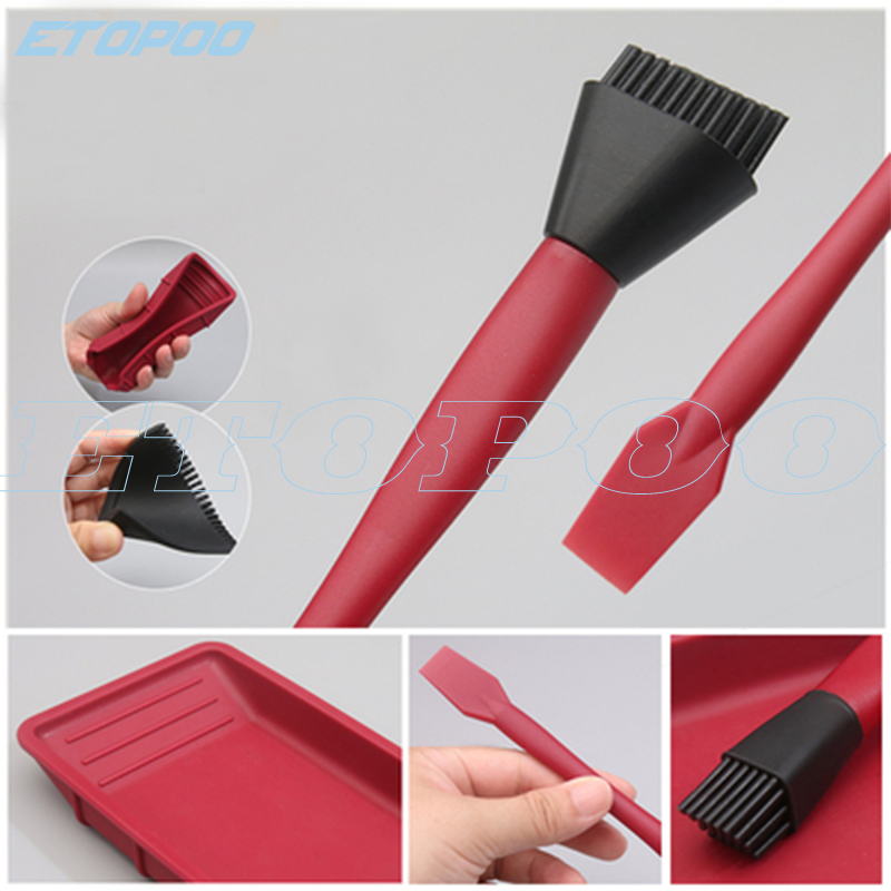 Kit de herramientas de cepillo de silicona para carpintería, cepillo de pegamento suave sin lavado, raspador plano, bandeja de pegamento, herramientas de cepillado para pegar madera, 4 Uds.