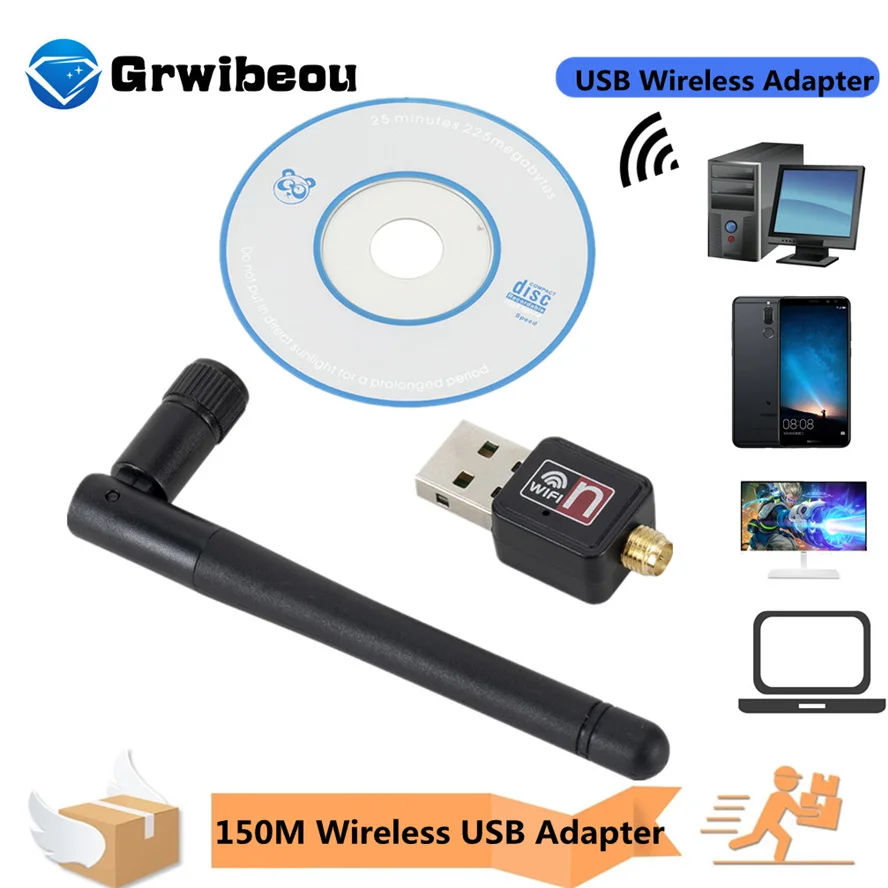 Беспроводная сетевая карта Wi-Fi USB 2.0 150M 802.11 b/g/n LAN-адаптер с вращающейся антенной для портативных ПК Mini Wi-Fi Dongle