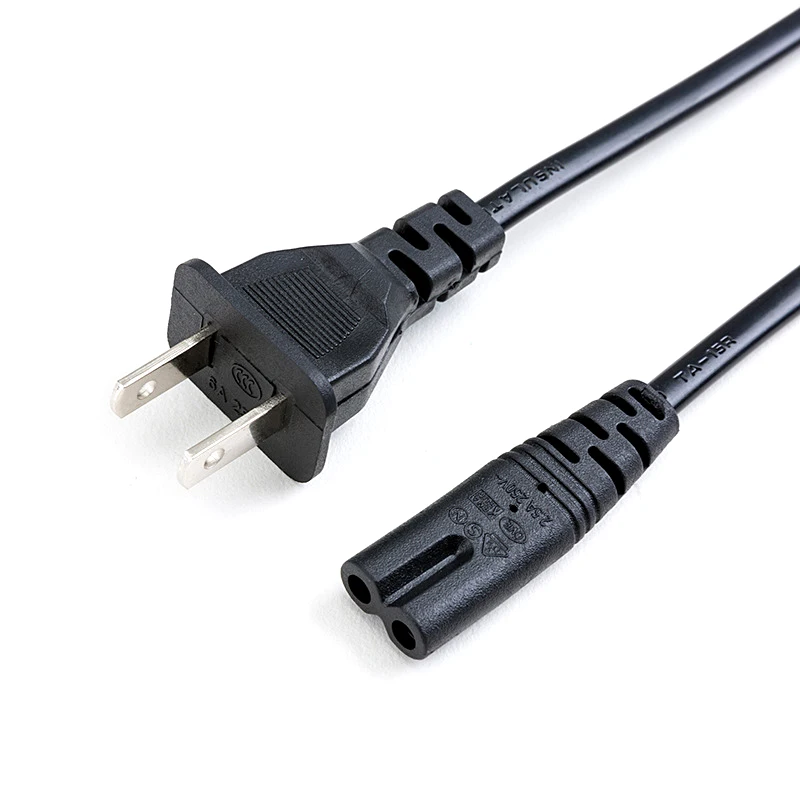 2 Pin Phổ Mỹ EU C7 C8 Nối Dài Đèn LED Dây Nguồn Mỹ Châu Âu Hình Số 8 Nguồn Laptop dây Cáp Cho PS4 1.5M 0.6M