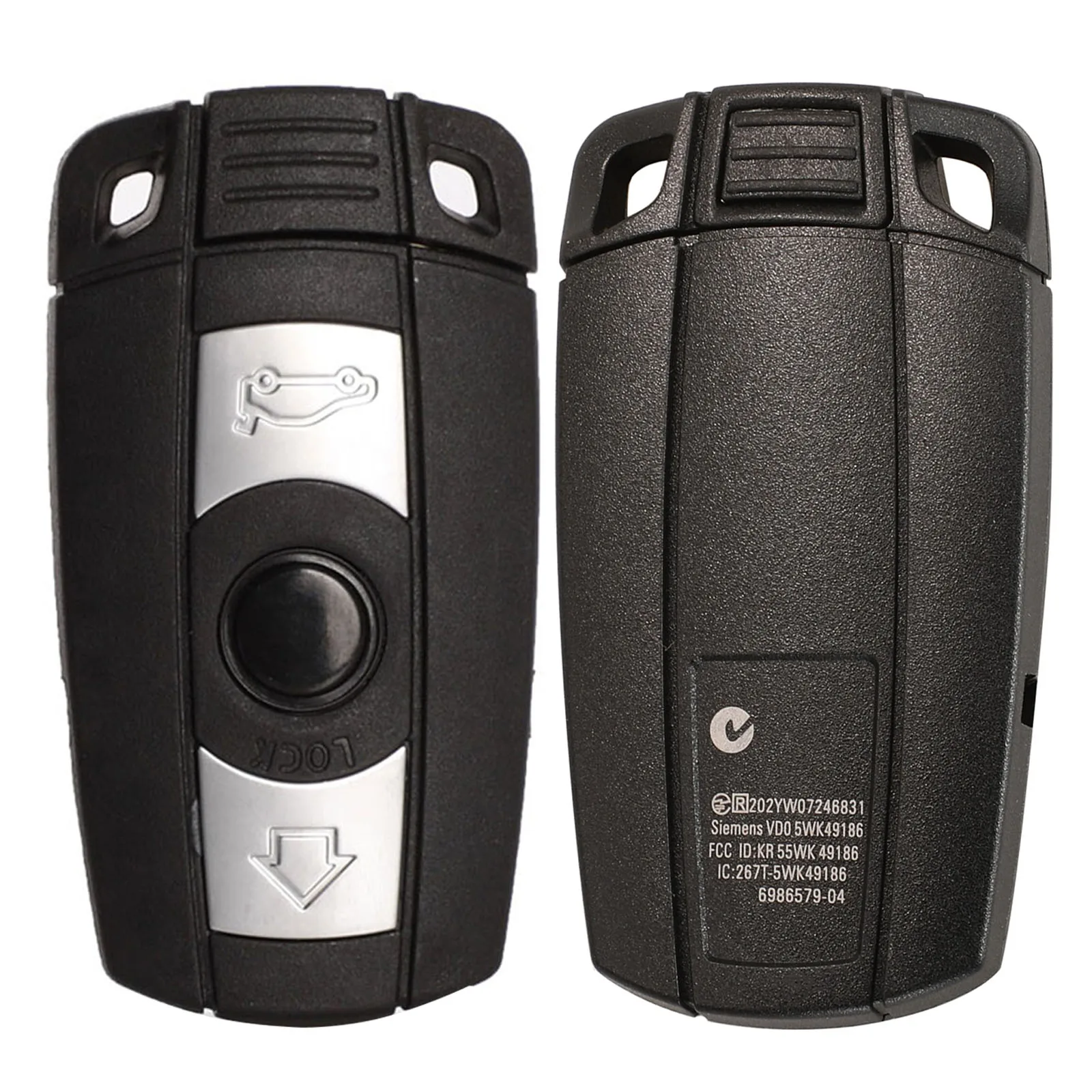 Jingyuqin Zdalne etui na kluczyk samochodowy do BMW 1 3 5 6 7 E Series E60 E90 E91 E92 X6 3 przyciski Wymiana bez / z uchwytem na baterię