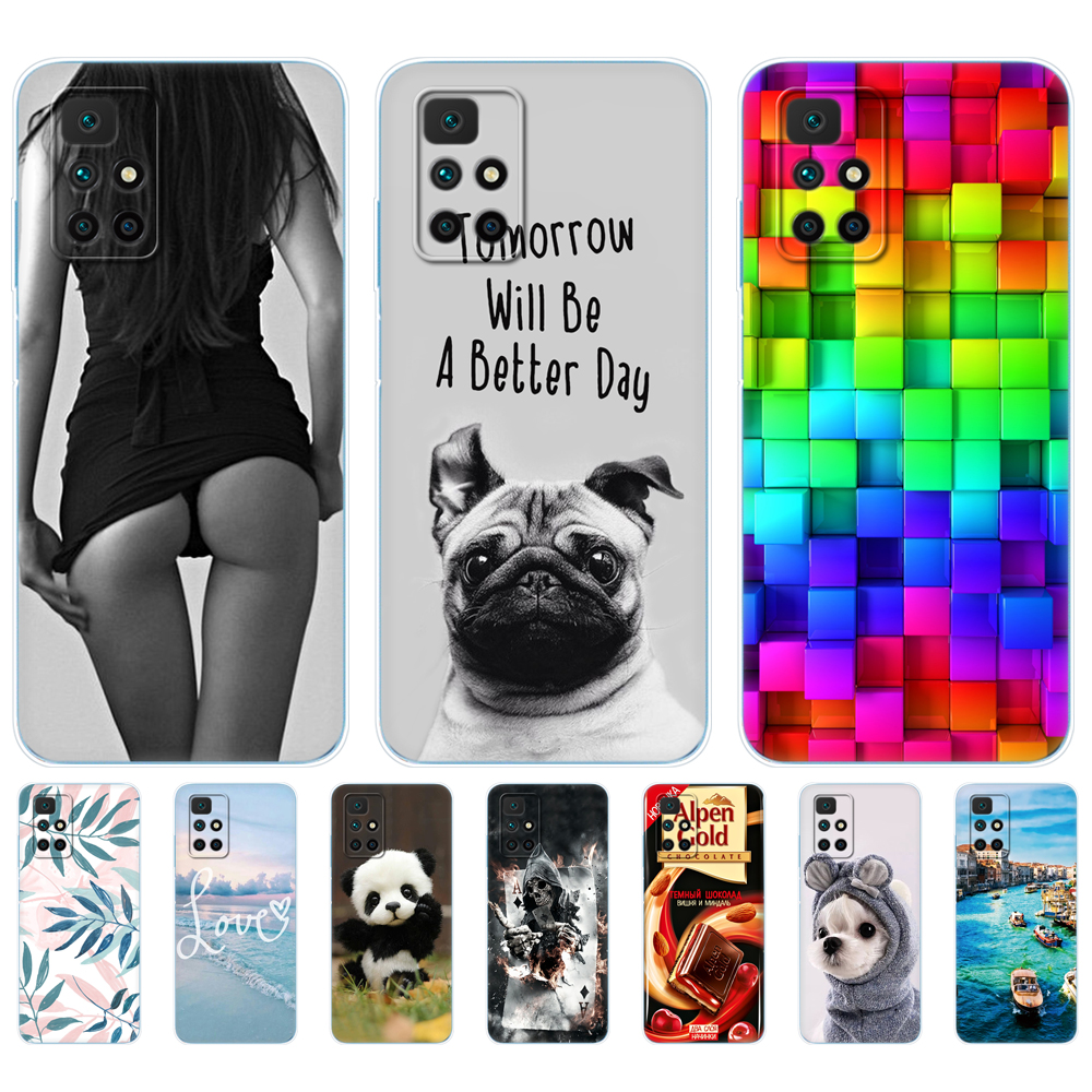 Untuk Redmi 10 Casing 2022 Penutup Belakang Ponsel untuk Xiaomi Redmi 10 Casing 6.5 Inci Global Coque Silikon Lembut TPU Bumper Pelindung