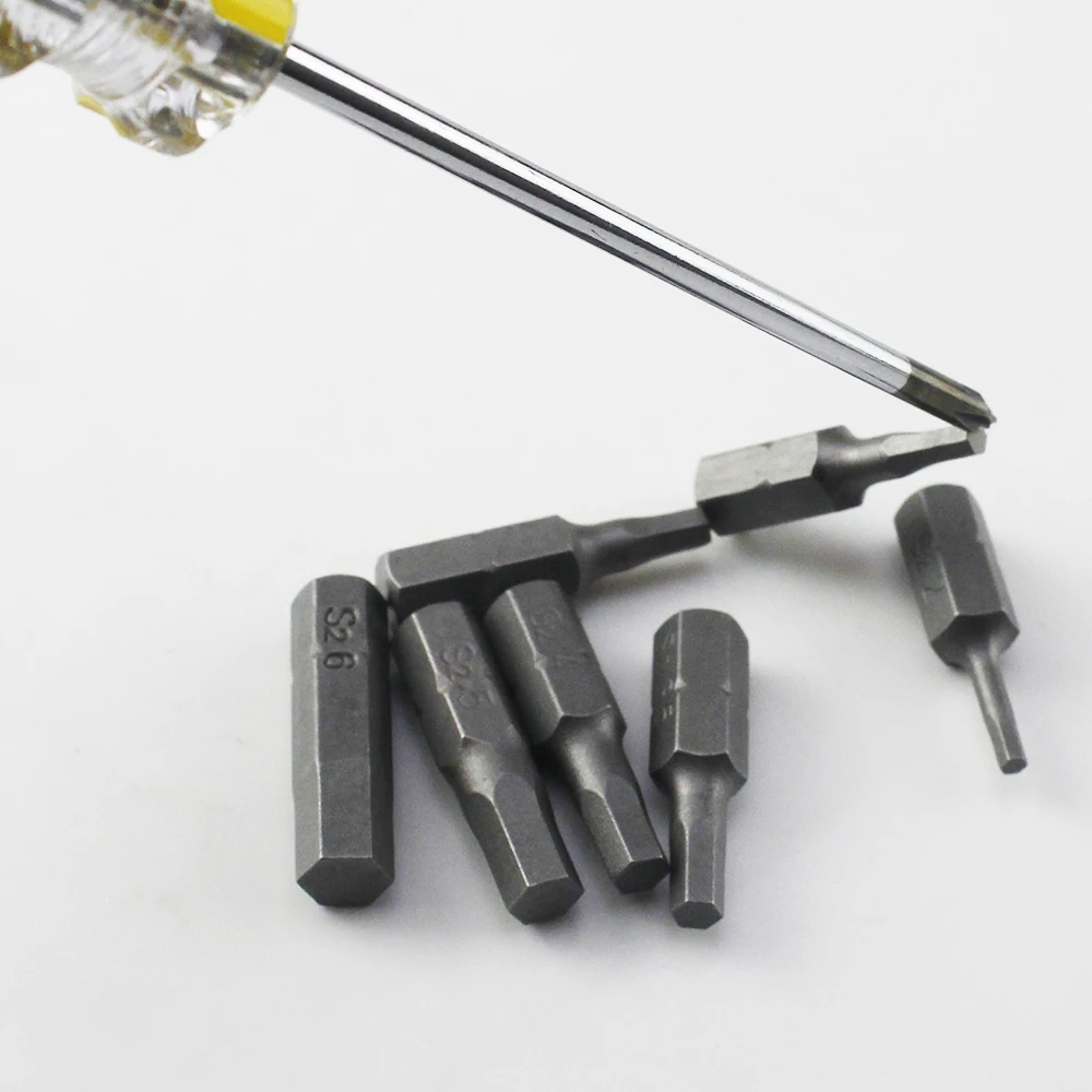 Juego de puntas de destornillador hexagonal, vástago hexagonal de 1/4 ", 25mm, puntas de destornillador de cabeza hexagonal para herramienta eléctrica H2 H2.5 H3 H3.5 H4 H5 H6, 10 Uds.