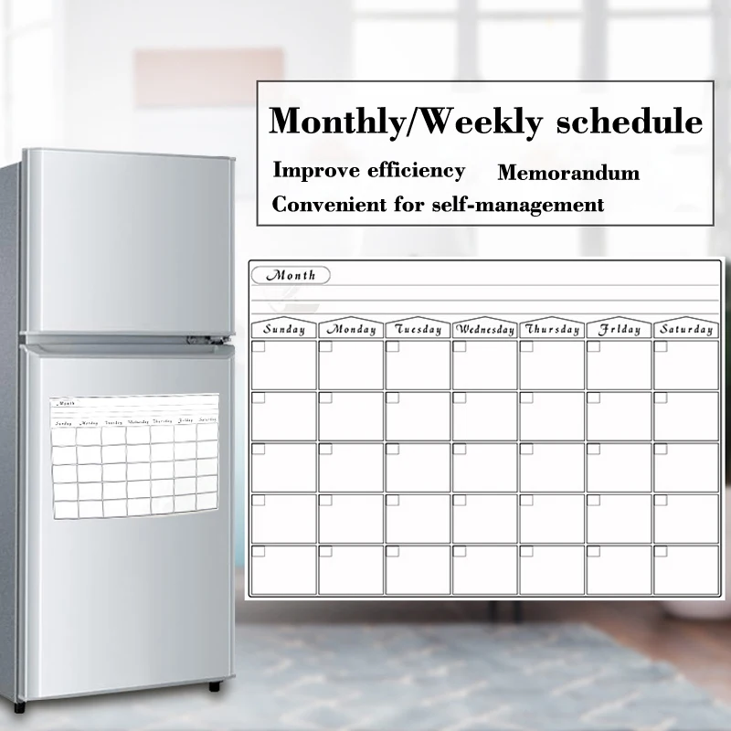 Magnetischer Lernkurs im A3-Format, monatlicher Wochenplaner, trocken abwischbarer Whiteboard-Kalender, Tisch, Russisch, Französisch, Spanien