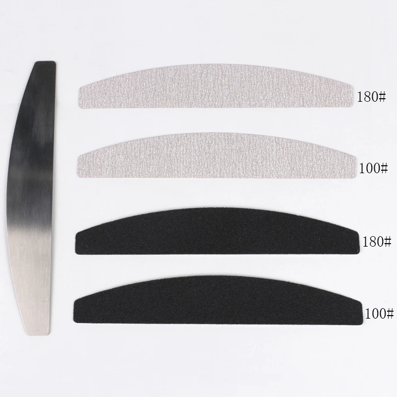 50 Buah/100 Buah Amplas Pengganti dengan Pegangan Logam File Kuku 100/180 Strip Tahan Lama Dapat Dilepas Set File Seni Kuku Manikur