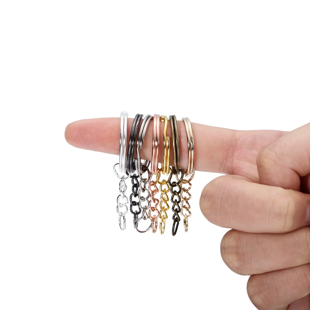 50 개/몫 열쇠 고리 열쇠 고리 키 체인 펜 던 트에 대 한 점프 반지와 라운드 분할 Keyfob 열쇠 고리 DIY 쥬얼리 액세서리 만들기