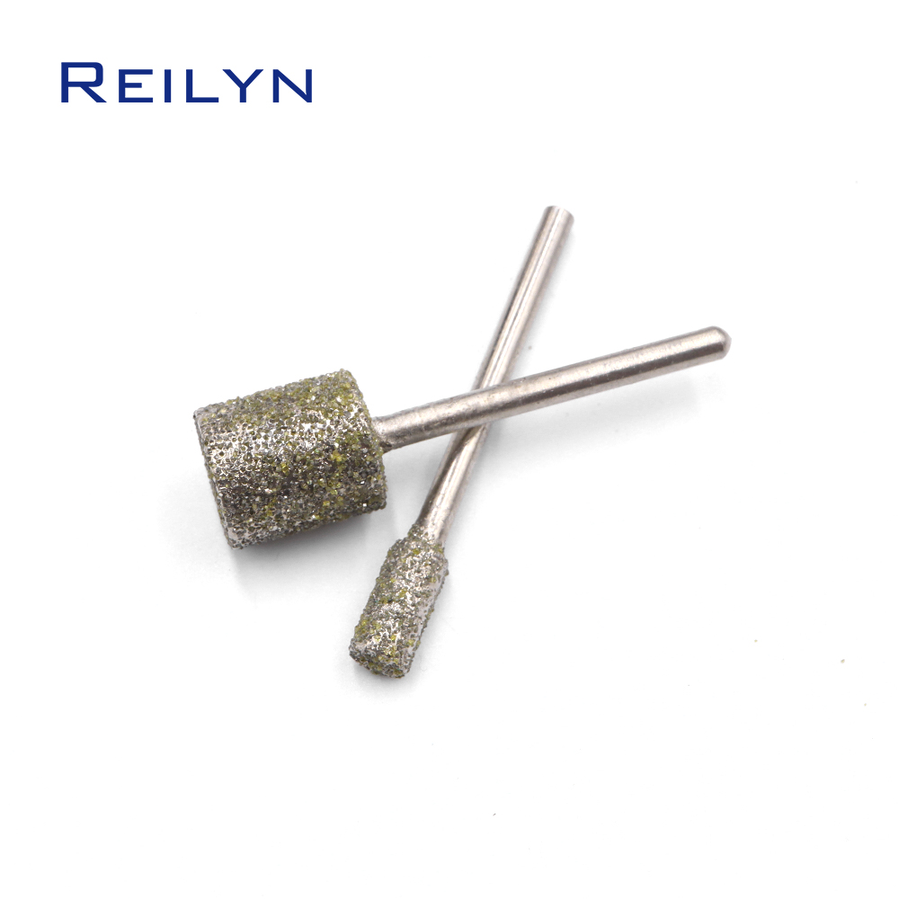 20 Stück/Set # 60-Zylinder grobkörniger Diamant-Schleifgrat, Stein, Arbeiten, Polieren, Schälbits, Diamant-Schleifpunkt