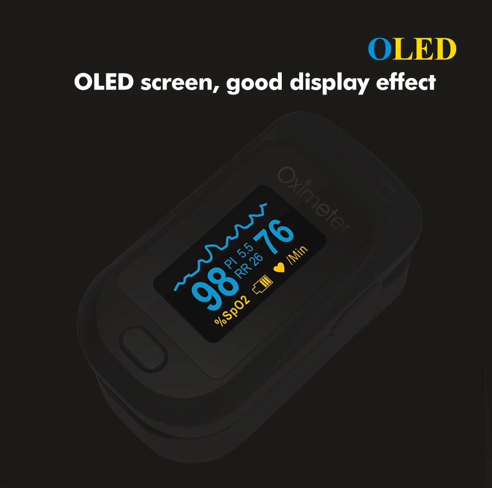 KIUZOU 指パルスオキシメーター OLED 血中酸素飽和度心拍数モニターオキシメーター医療呼吸デジタルオキシメーター