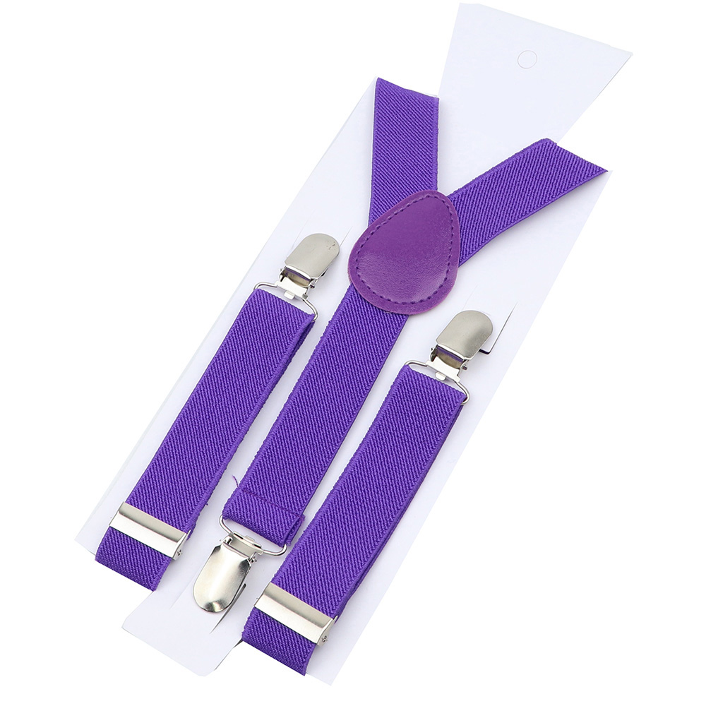 Effen kleur kinderbretels Clip-on bandjes Verstelbare elastische Y-rugbrace Kinderen Jongen Meisje Bretels Baby Bruiloft Stropdas Accessoires