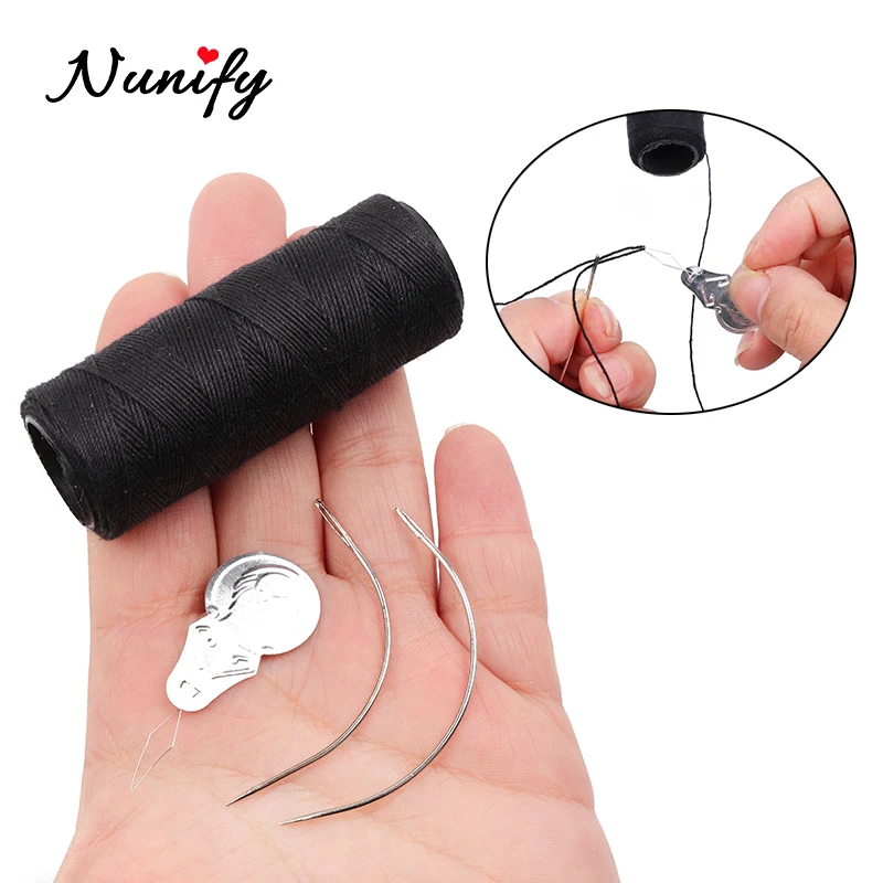 Nunify 4 Cái/bộ Cotton Chỉ Đen Sắc Nét C-Đường Cong Tóc Giả Kim/Tóc Kim/Dệt Kim Và Ren cho Tóc Giả Dụng Cụ Tạo Kiểu Tóc