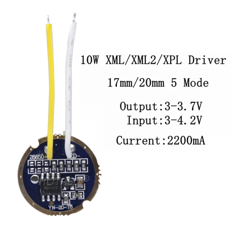 1 Bộ 10 Chiếc Cree Xml Xml2 Led T6 U2 Đèn Pin Driver 17Mm 20Mm 2.7-4.2V 2-2.2A 5 Chế Độ/1 Chế Độ Lái Xe Cho CREE XML LED Bộ Phát
