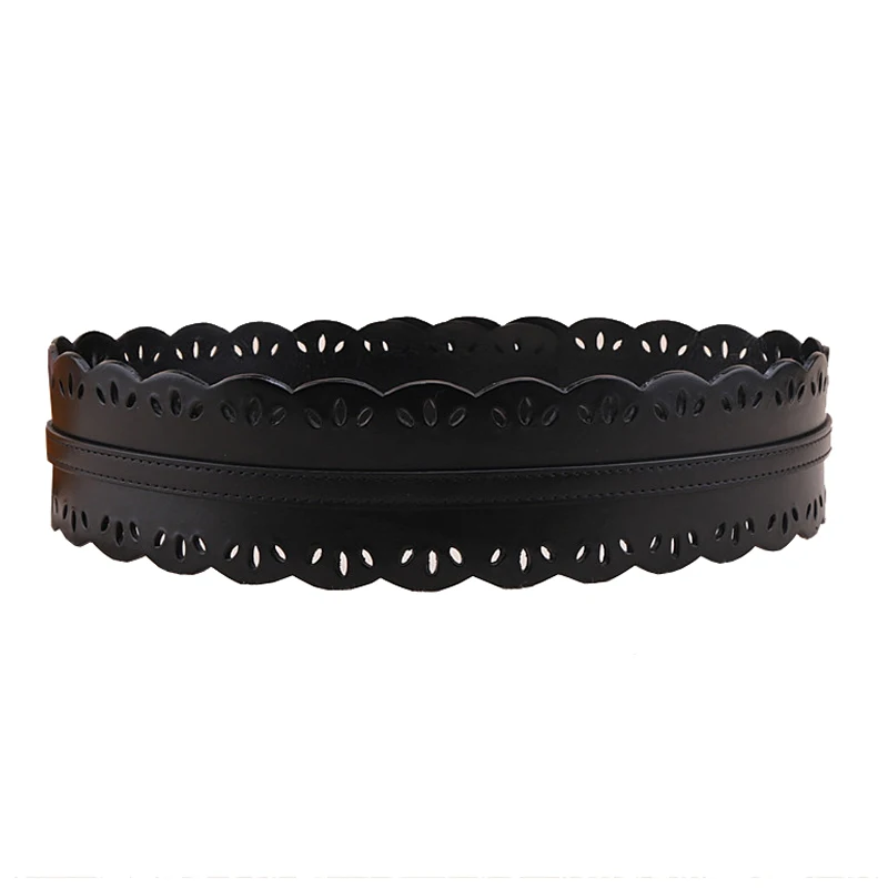 Ceinture en cuir de vache occidentale ajourée pour femmes, robe à la mode, pull, manteau épais, large ceinture